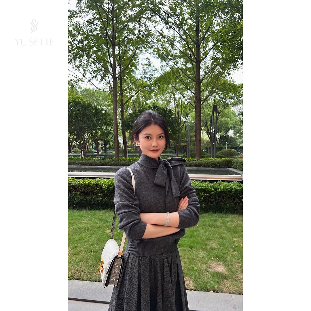 遇儿推荐【蝴蝶绑带】气质百搭绵羊毛上衣20240150