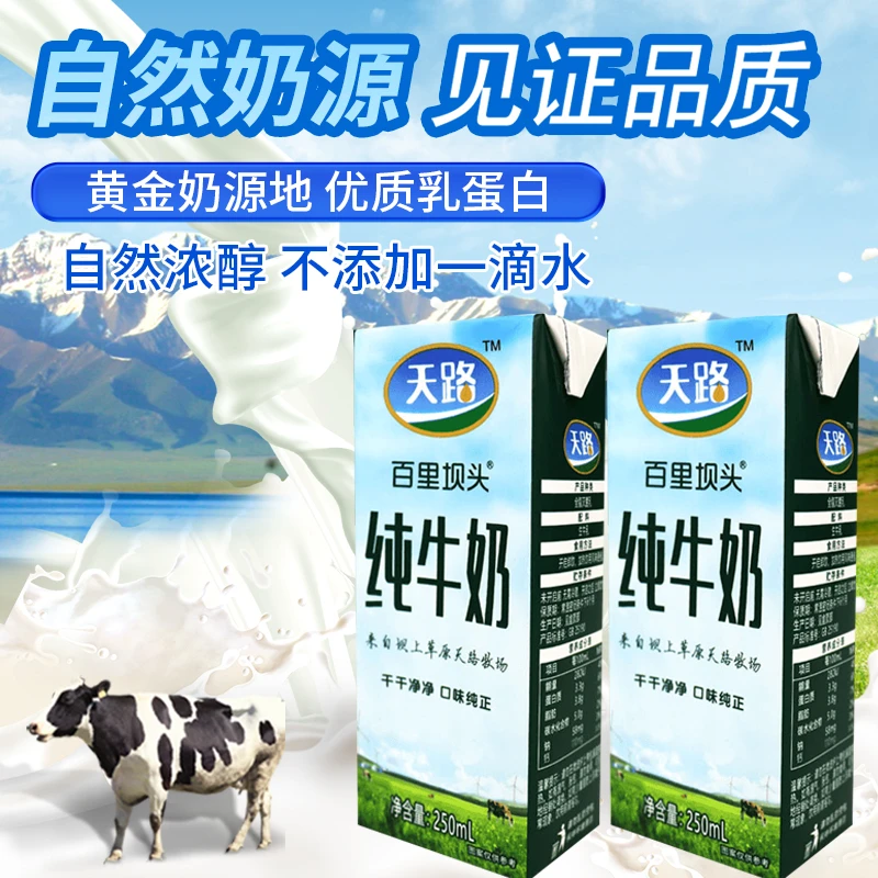 百里坝头天路纯牛奶营养早餐全脂牛奶牛奶牛奶整箱批发早餐纯牛奶