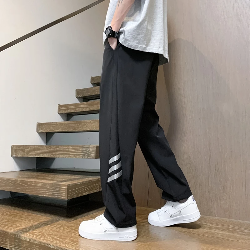 冰丝裤男士2025夏季宽松薄款休闲男生直筒裤百搭阔腿速干运动裤男