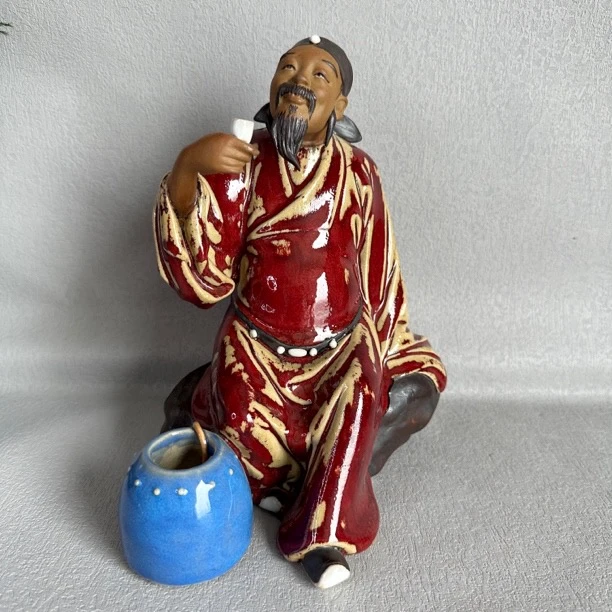 【李白举杯邀明月】石湾陶艺精品手工陶瓷车载家居摆件18*14*22