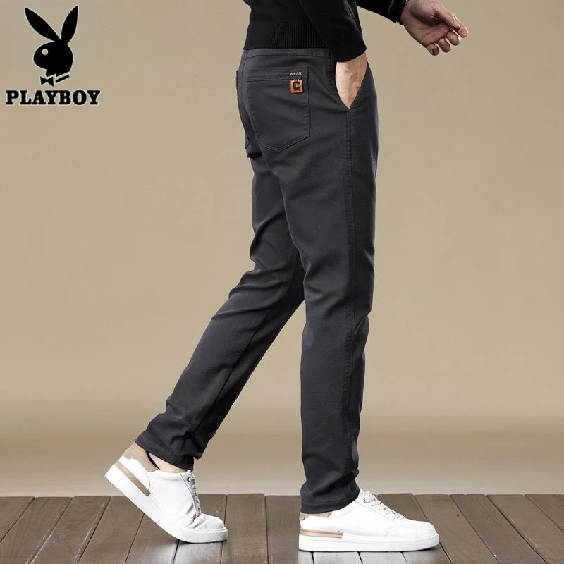 花花公子男士休闲裤夏季新款韩版潮流商务修身百搭透气直筒长裤子