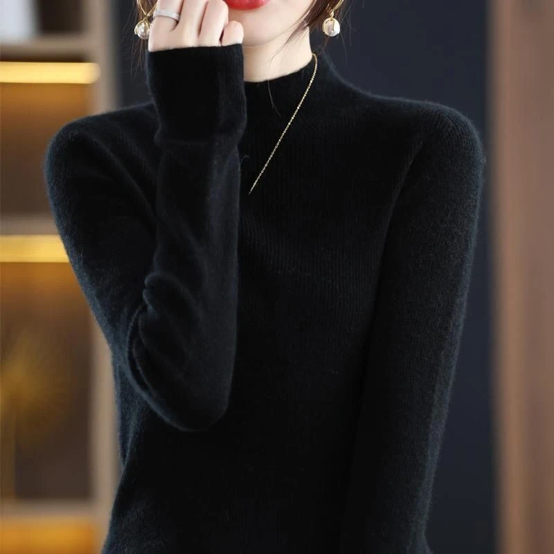 【新品推荐】2024新款针织衫女毛衫半高领打底衫内搭春秋修身毛衣女