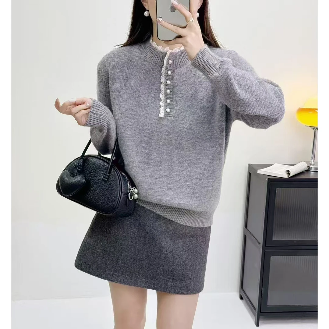 （名缓）玉姐家加厚蕾丝蜜熊减龄保暖洋气毛衣90-140 新选f593