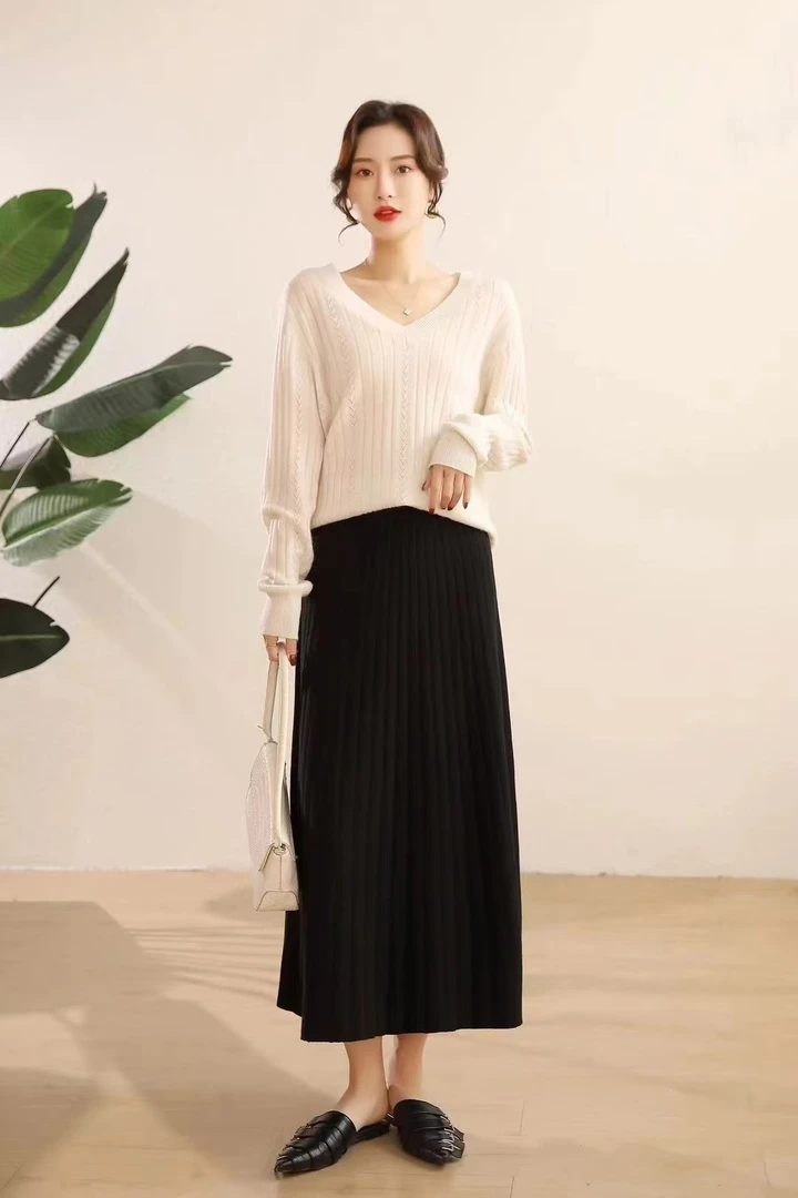 【玉姐家】高腰A字显瘦百褶裙90-140 新选f510