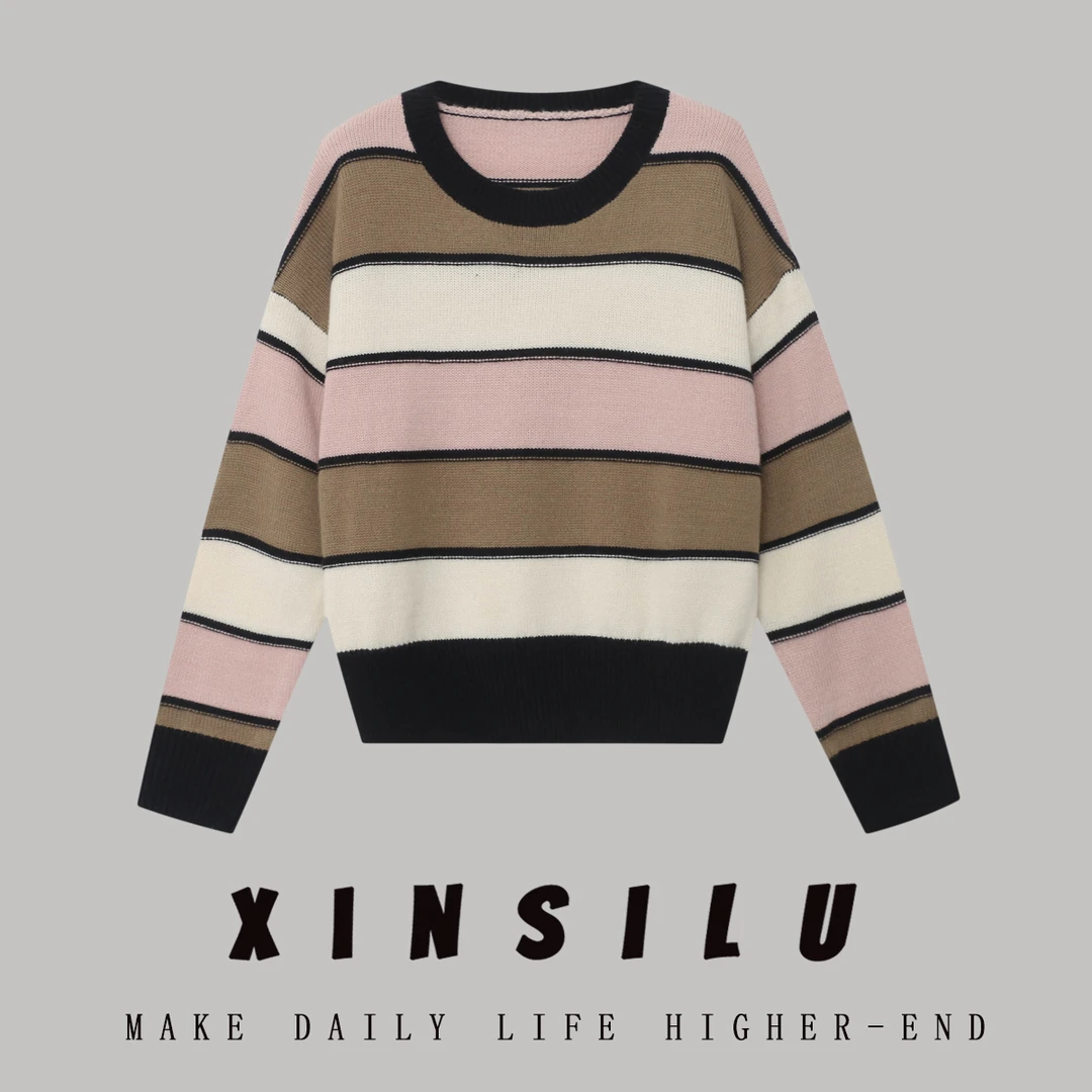 彩色拼色减龄套头毛衣针织衫上衣 新选f405