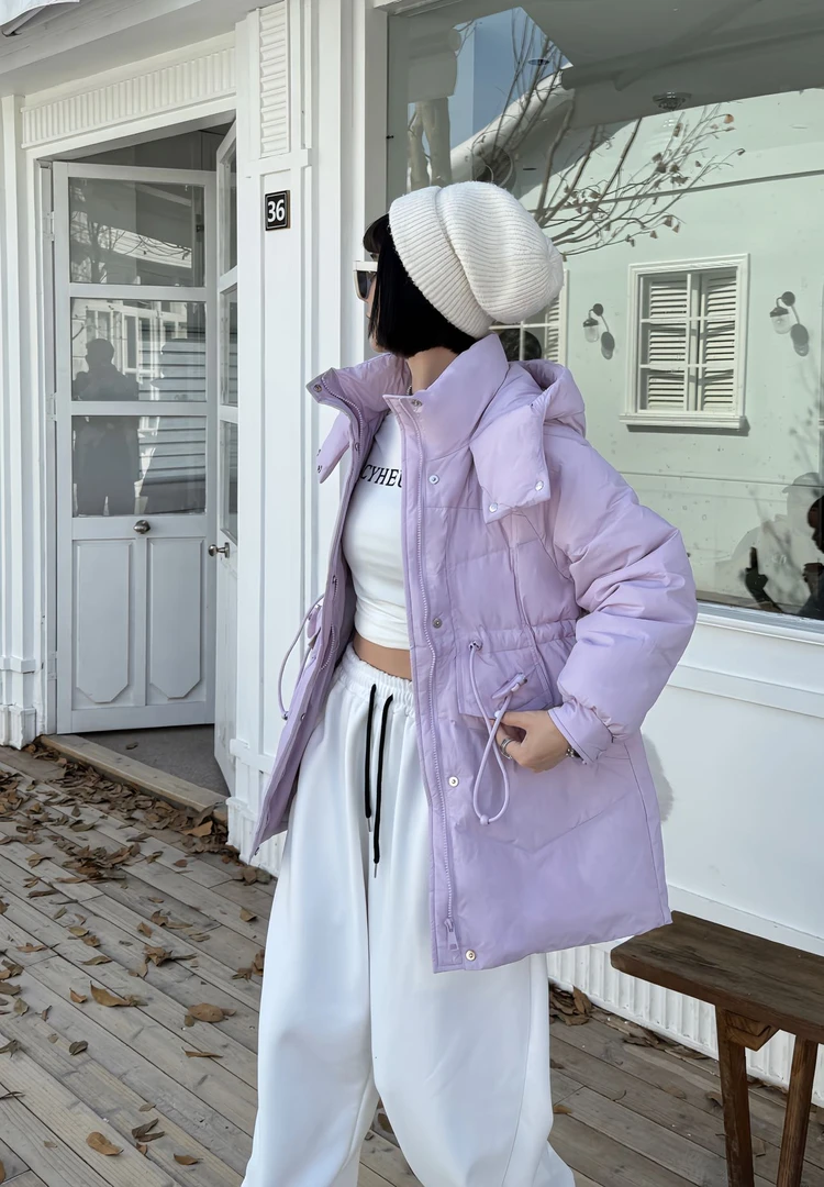 羽绒服女中长款2024年新款小个子收腰加厚连帽羽绒服