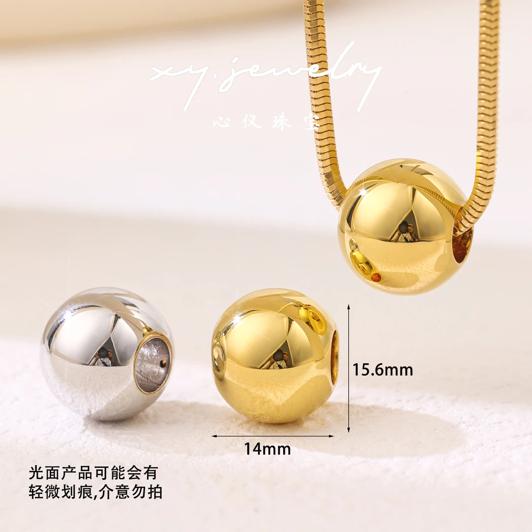 【心仪珠宝】18k金进口光面金球路路通吊坠/简约百搭/ins风多退少补