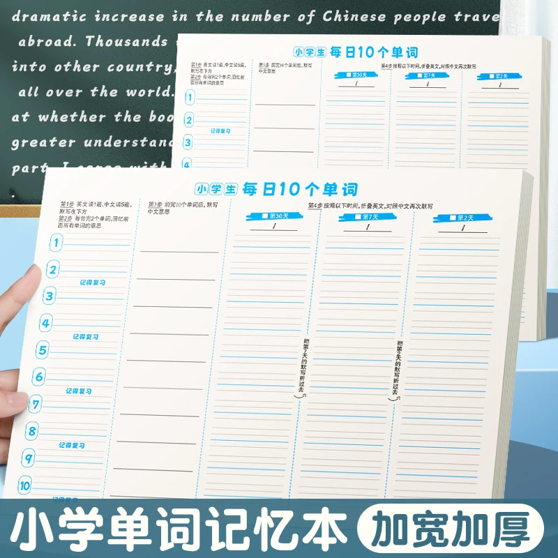 每日10个单词小学生初中生英语背单词默写纸加厚记忆曲线艾宾浩斯