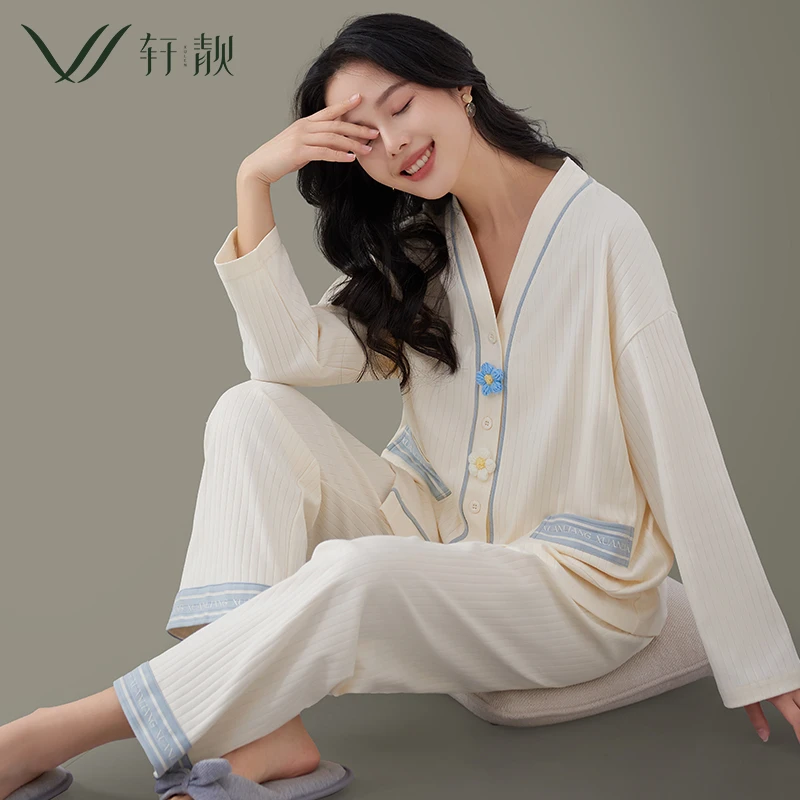 【纯棉】2025新款睡衣女春秋季长袖秋天可外穿家居服秋冬大码套装