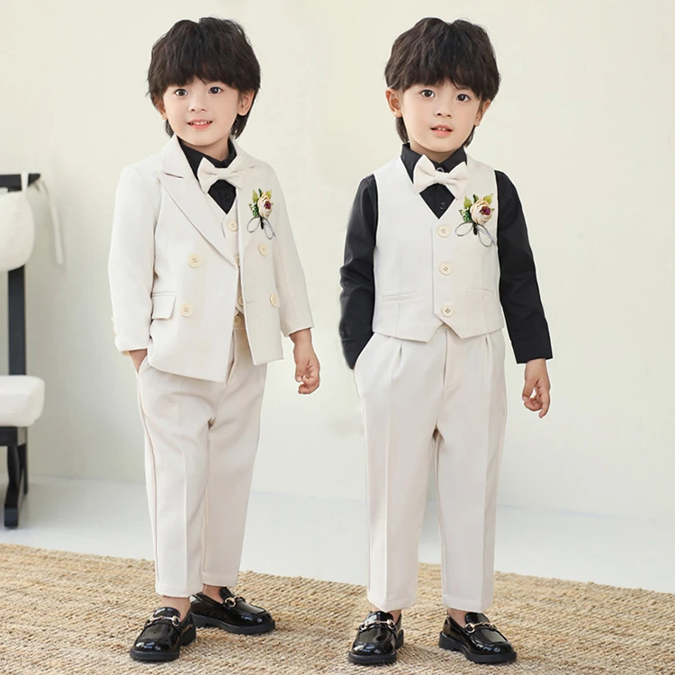 儿童休闲西服套装男童婚礼小花童礼服周岁生日小西装男童演出服