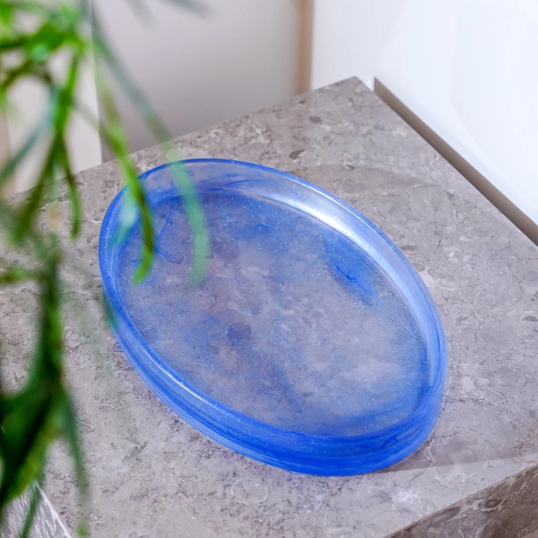 悠远壶承茶海茶盘功夫茶具蓝色加厚手工创意琉璃
