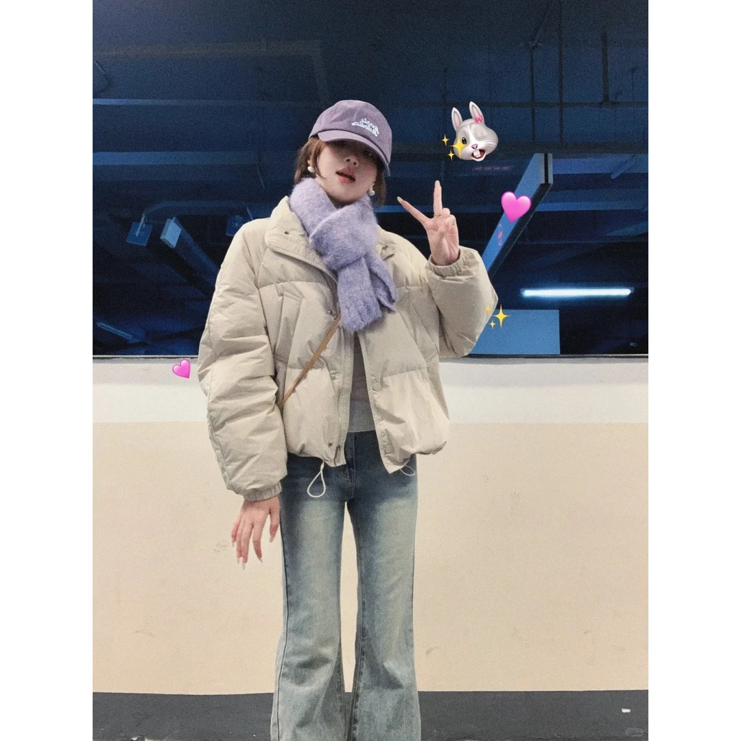 INS CEC奶呼呼短款棉服外套女冬季2024年新款宽松韩系面包服棉衣