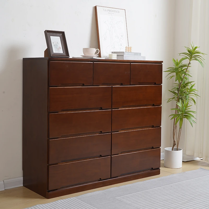 实木十一斗柜卧室抽屉柜靠墙储物柜客厅收纳柜多功能斗橱整装家用