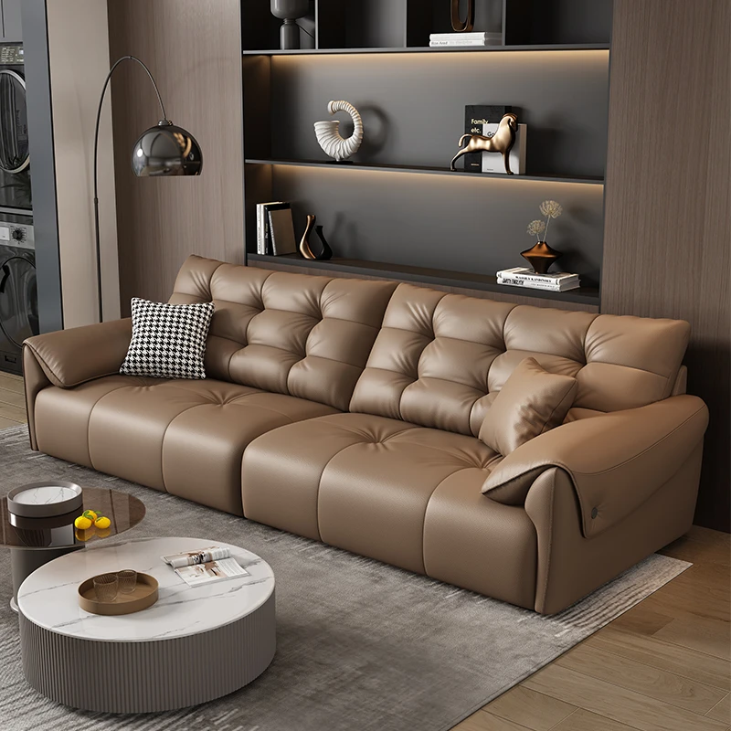 （双十二活动补贴专属）大象耳朵云朵沙发意式极简摩卡色真皮沙发