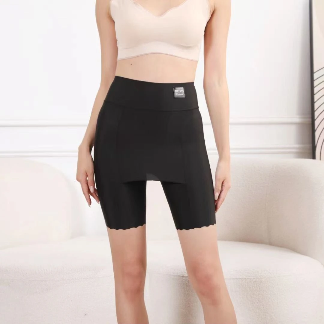 安全裤防走光打底裤高腰冰丝大码短裤收腹无痕贴身薄款保险裤女