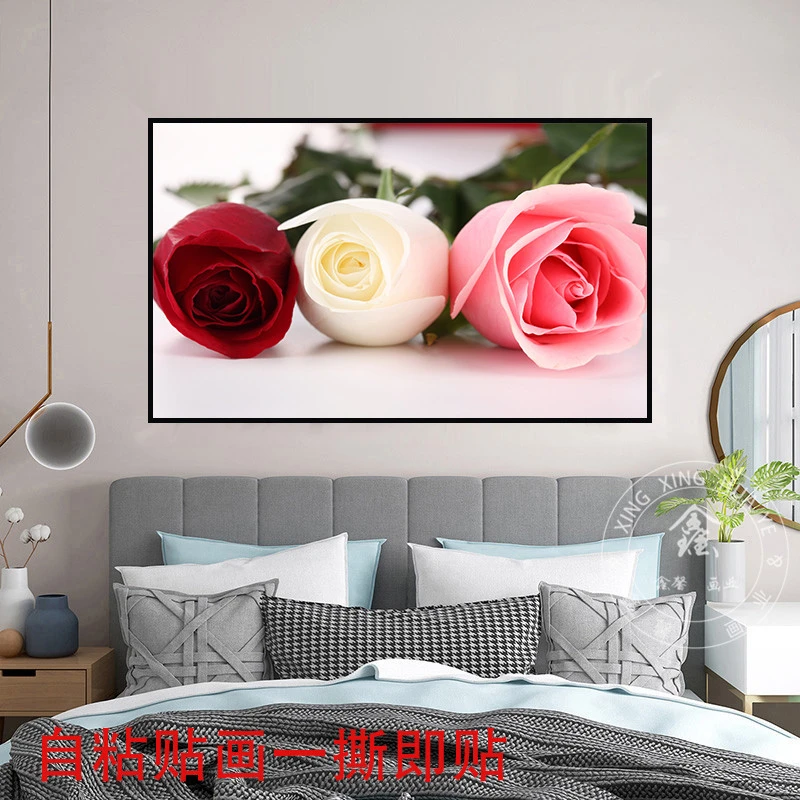 床头贴画卧室装饰画贴背胶防潮壁画墙贴装饰贴画玫瑰遮丑装饰贴画