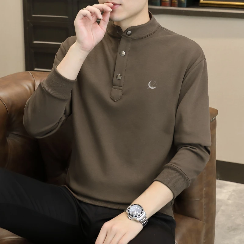 卫衣男士立领春秋冬季2025新款潮牌男装打底衫上衣加绒厚长袖爆款