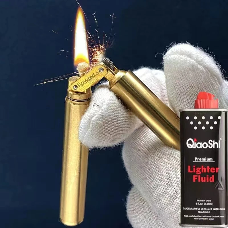 怀旧复古煤油打火机老式砂轮纯铜创意双节棍迷你老款打火机定制