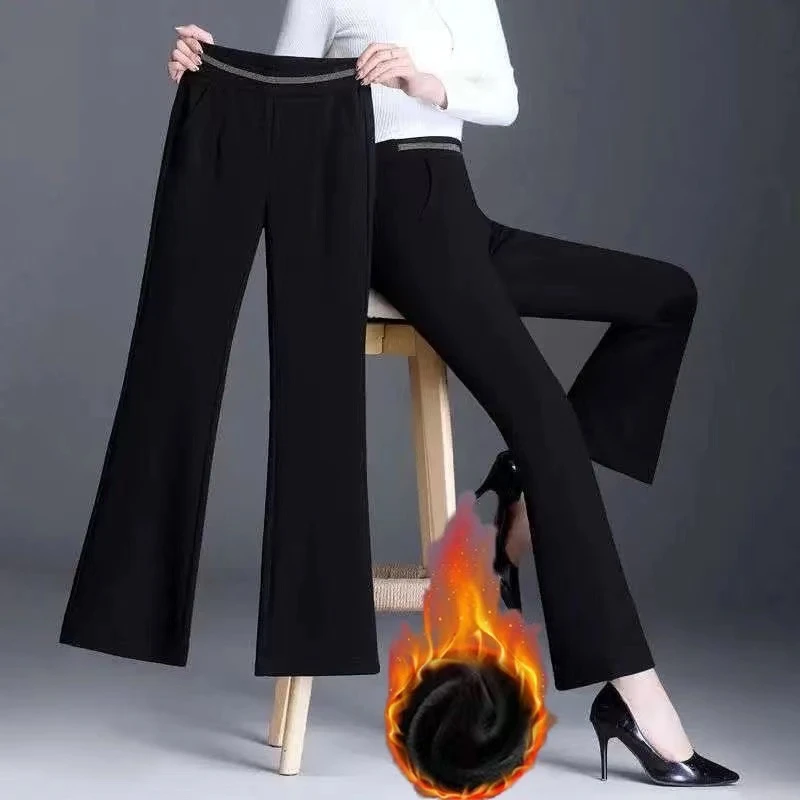 冬装上新 加绒加厚2024新款微喇叭春秋冬高腰喇叭裤休闲显瘦垂感