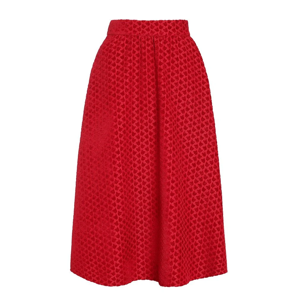 MAXRIENY提花半身裙2022春季新款新年红复古圆摆长裙