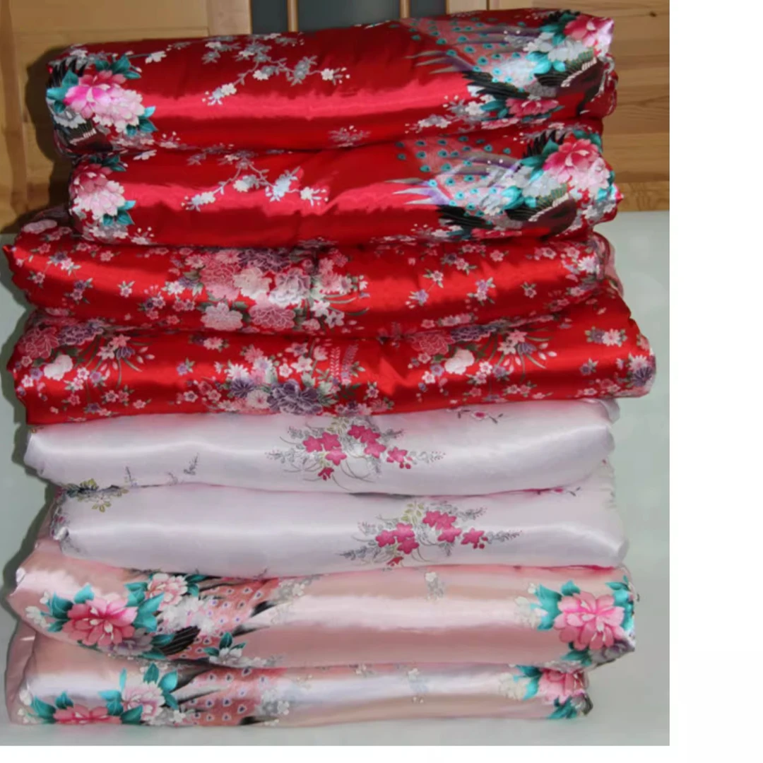 仿真丝大花被罩婚庆凤凰被套丝绸被面绸缎被套柔软滑嫩四件套被套