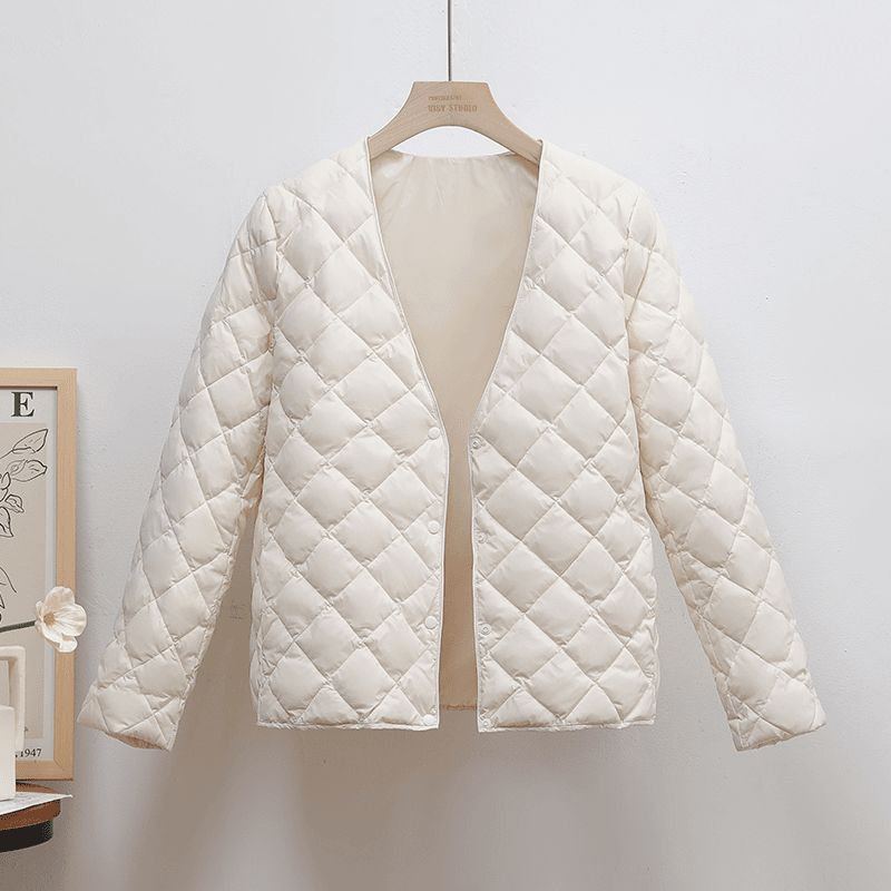 idiz轻薄羽绒服v领女内胆保暖秋冬季大衣内搭白鹅绒短款打底上衣