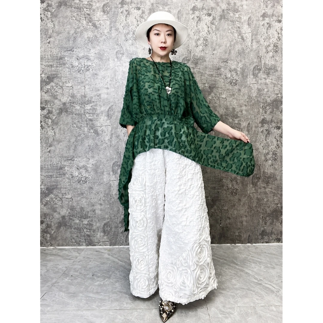 名媛气质中长款上衣时尚刺绣小香风休闲复古T恤女装春夏新款6760