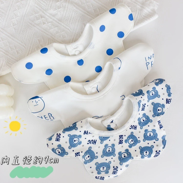 ins韩版纯棉婴儿围嘴宝宝口水巾360度可旋转防水花朵口水兜0-2岁