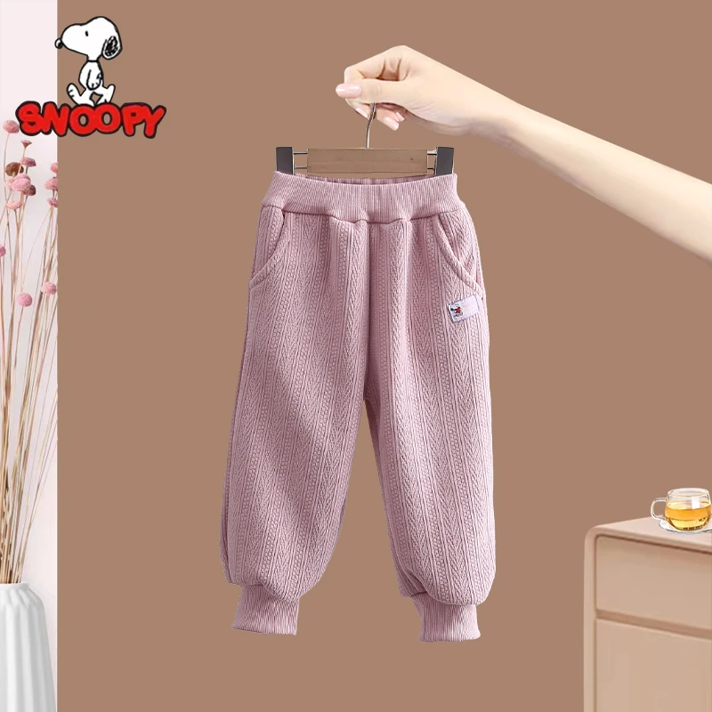 Snoopy/史努比儿童秋冬新款加绒休闲收口裤 女宝宝洋气加绒裤子