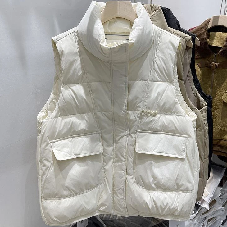 新款2023秋季新款立领大口袋羽绒衣女秋冬时尚百搭加厚棉马夹外