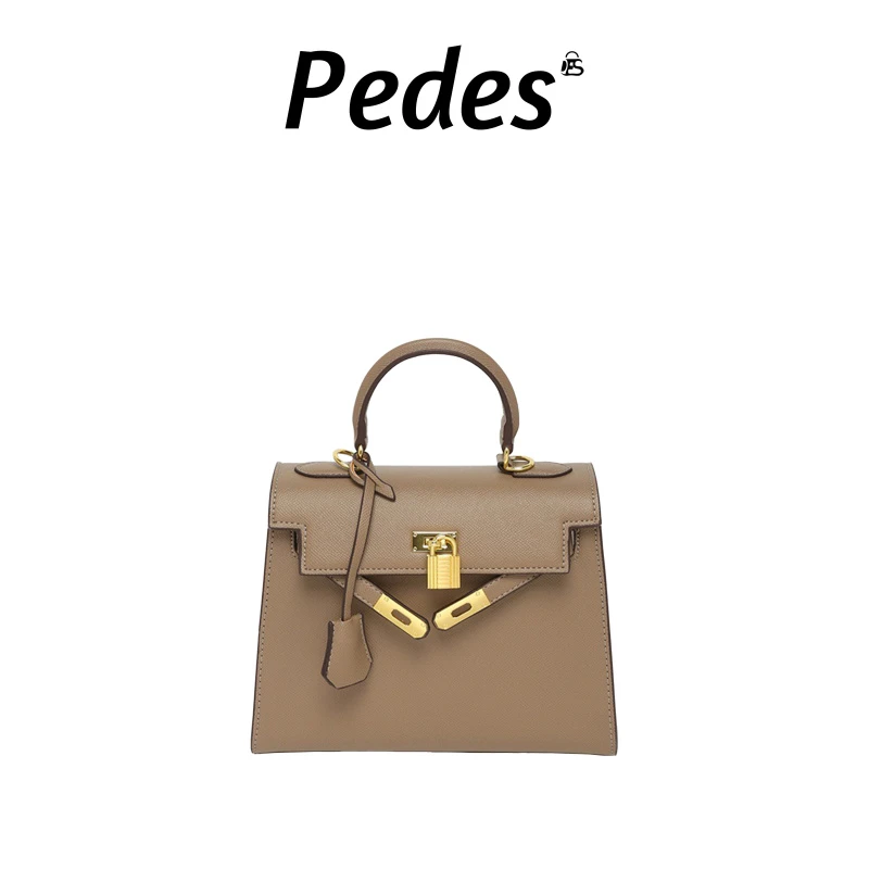 [PEDES]二层牛皮（长宽高24.5*11*19cm）斜挎凯莉包时尚铂金包1002