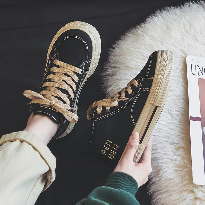 人本加绒保暖棉鞋女2024冬季新款ins潮百搭学生休闲厚底高帮鞋