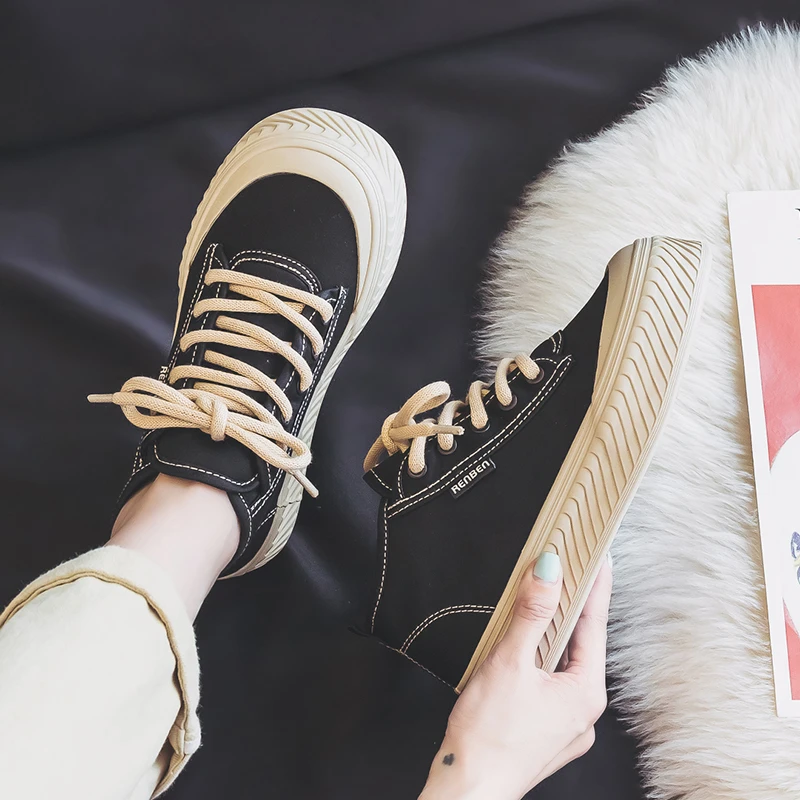 人本加绒高帮帆布鞋女2024冬季新款显瘦学生百搭休闲保暖棉鞋女鞋