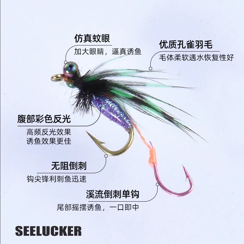 苍蝇飞蝇钩毒蚊丸世飞蝇双钩路亚饵白条马口专用罗非红眼翘嘴