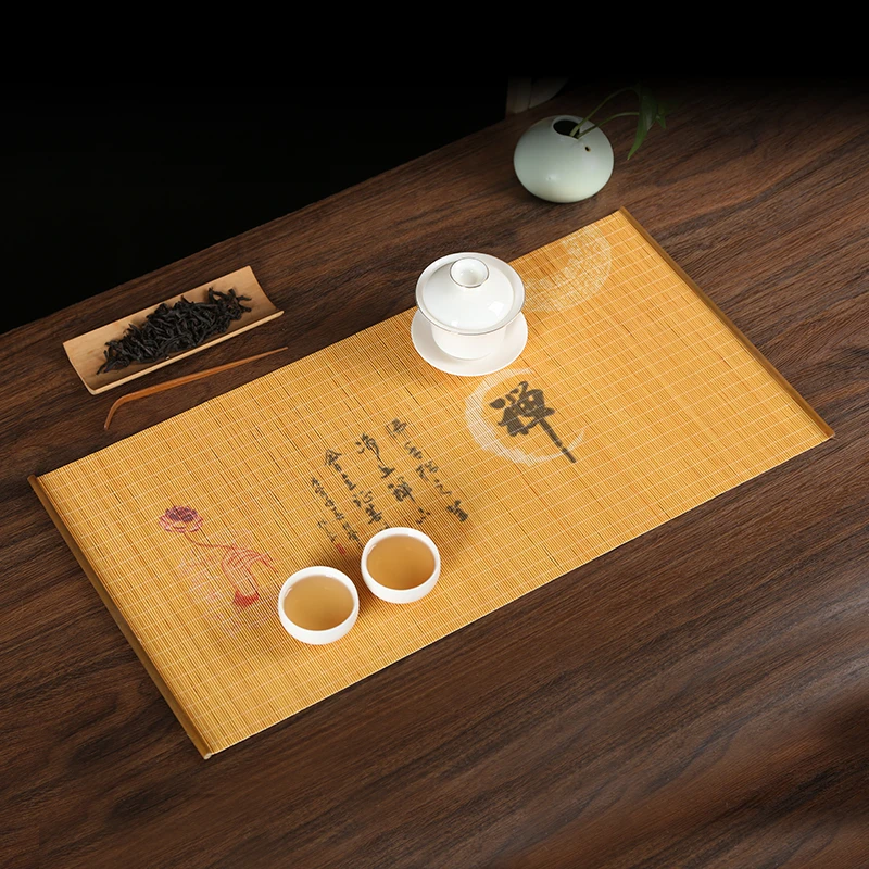 中式手工竹丝精编中国风禅意茶席便携式茶垫桌旗茶帘茶道干泡席
