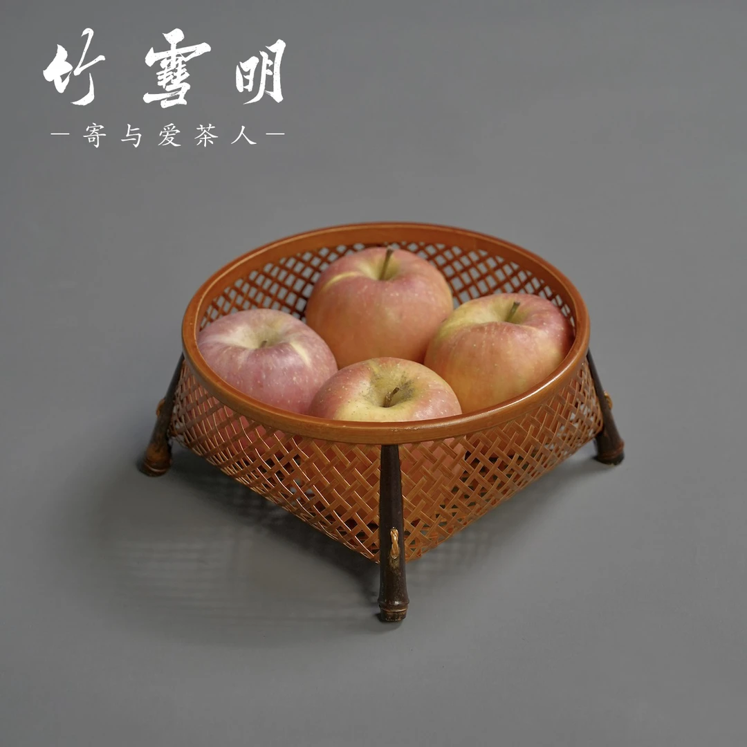 竹雪明|大号竹编茶杯篓中式复古家用收纳筐水果零食点心篮茶点盒