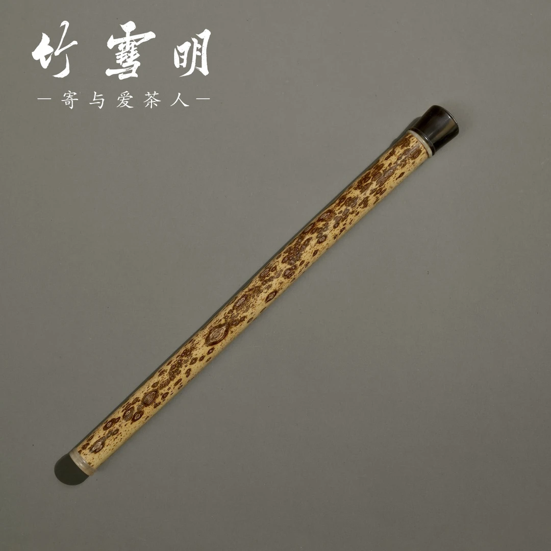 竹雪明|梅鹿竹香筒 镶花牛角香插便携香道配件沉香线香收纳线香筒