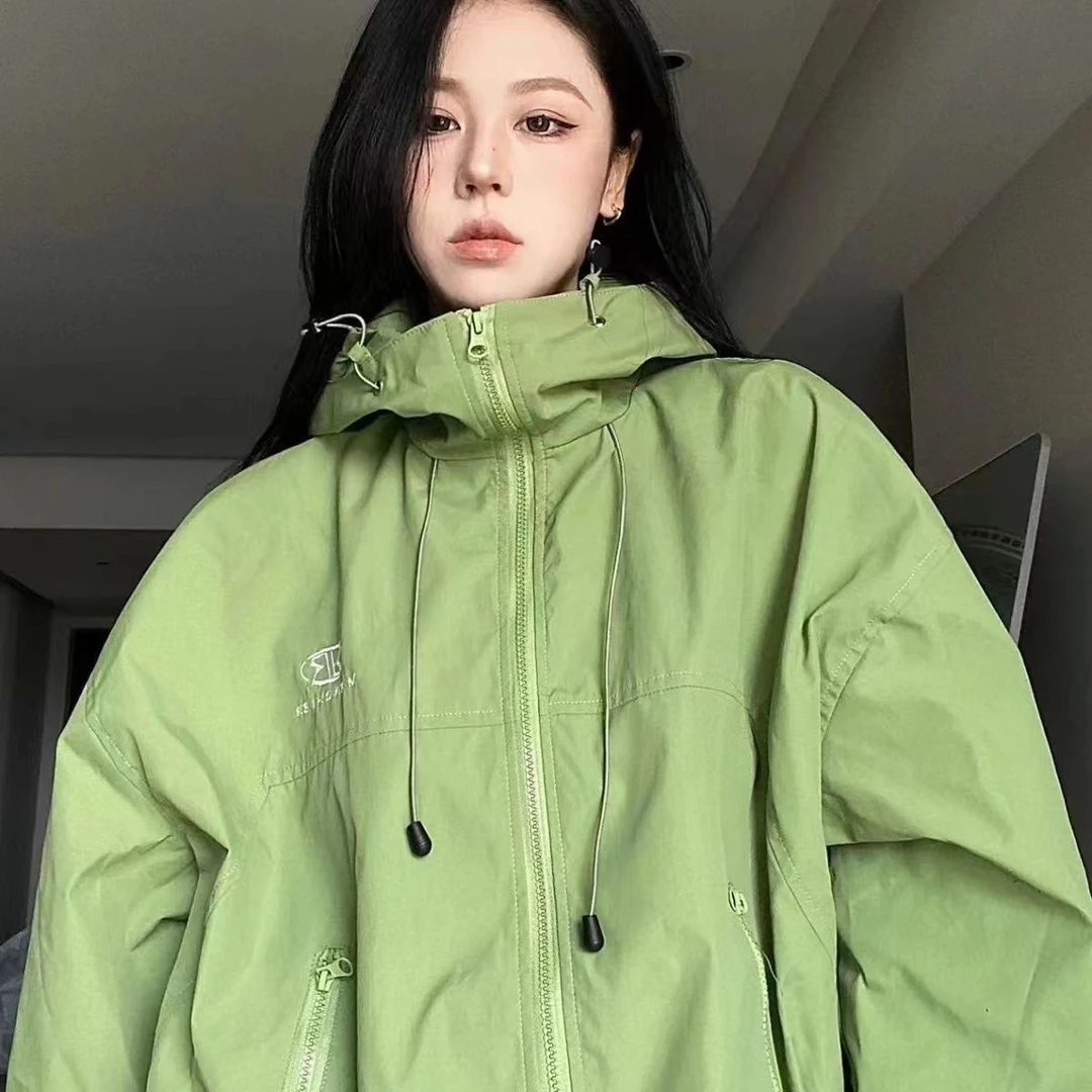 美式户外机能运动连帽冲锋衣外套潮牌拉链轻薄速干休闲男女潮