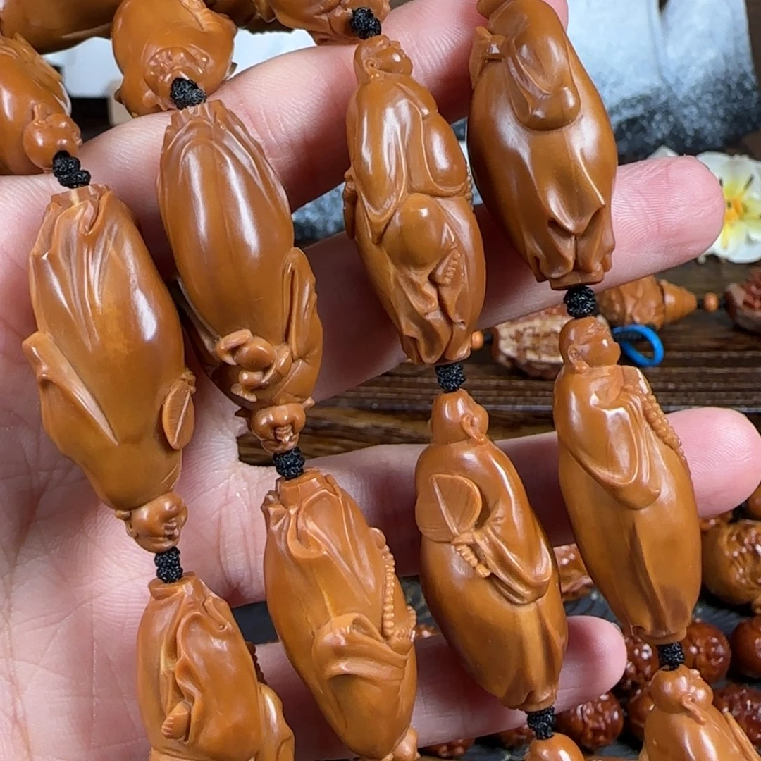 橄榄核核雕尺寸15十八弥勒长串