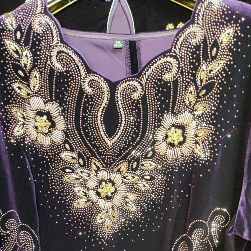 泓衣霓裳丝绒 V领太阳花袍裙 百搭时尚中长款气质显瘦优雅洋气