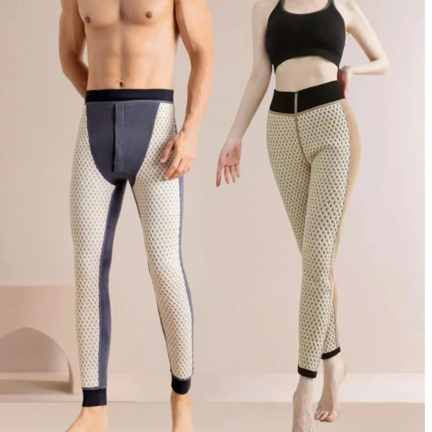 新款石墨烯男女同款加绒加厚护膝护腰修身秋冬保暖打底舒适棉裤