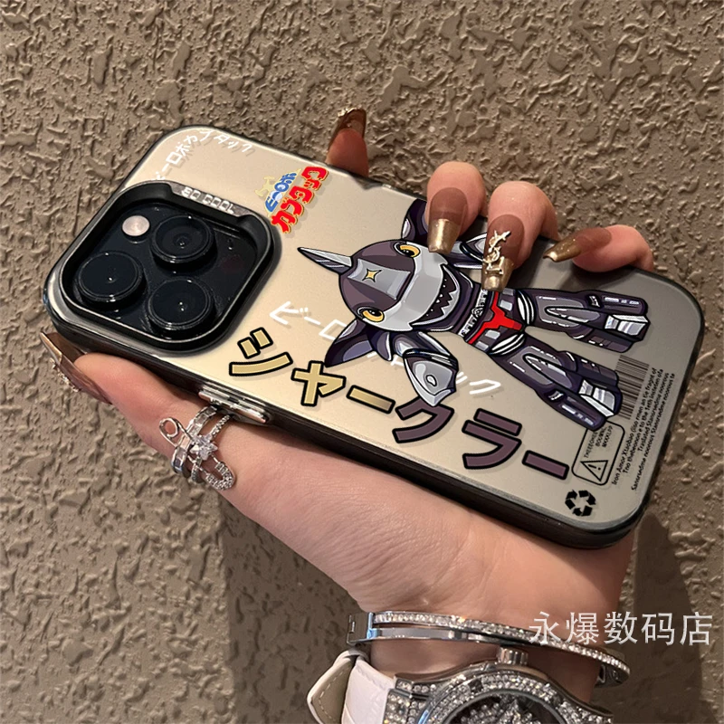 铁甲小宝金属按键适用苹果15/oppo/vivo/小米/华为手机壳磨砂全包