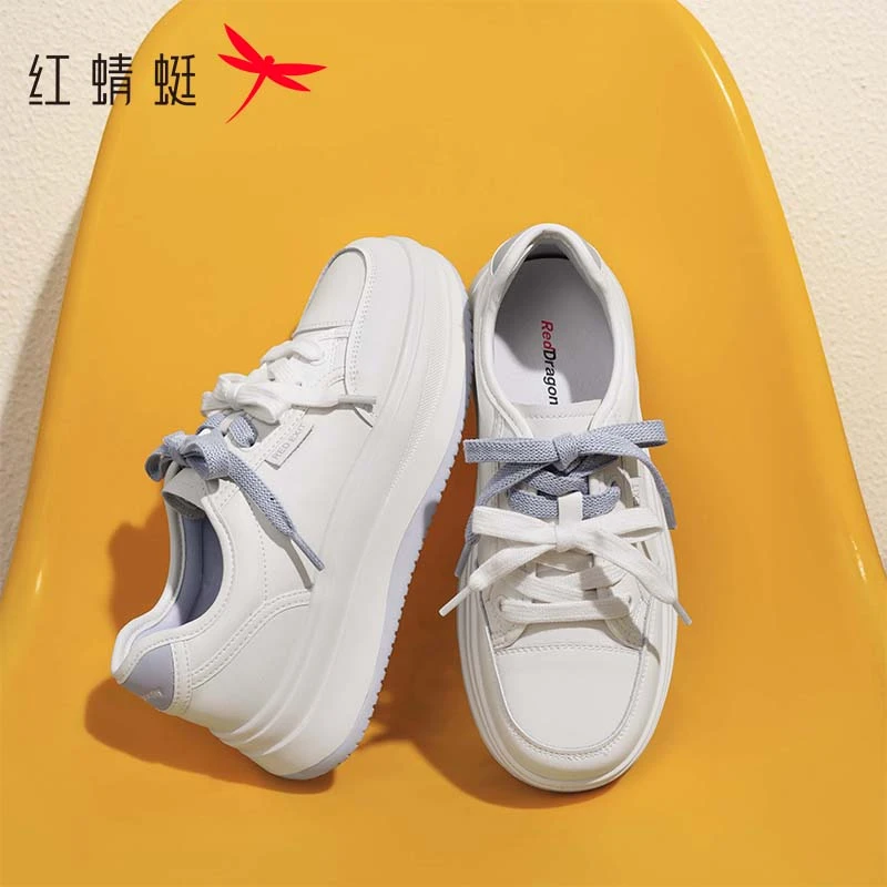 红蜻蜓小白鞋2025春季新款厚底增高休闲板鞋女款学生运动百搭鞋子