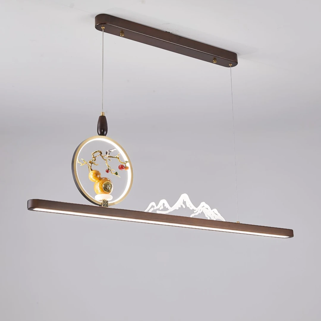 福灯堡餐厅客厅吊灯创意轻奢年黑胡餐吊长条简约吧台大气新中式灯