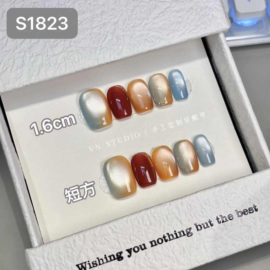 「S1823」猫眼纯手工穿戴甲 18种甲型定制
