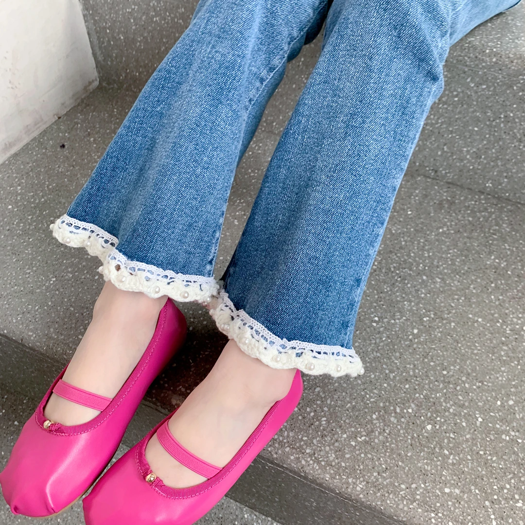 K23201女童牛仔裤2023夏装新款儿童韩版修身松紧腰长裤宝宝时尚