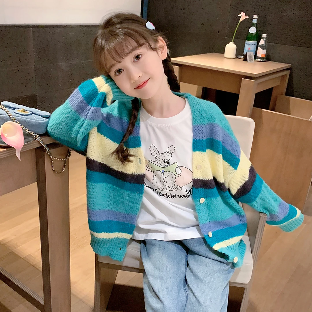 【春日踏青】春装新款韩版儿童洋气针织衫小女孩毛衣春季外套A24102