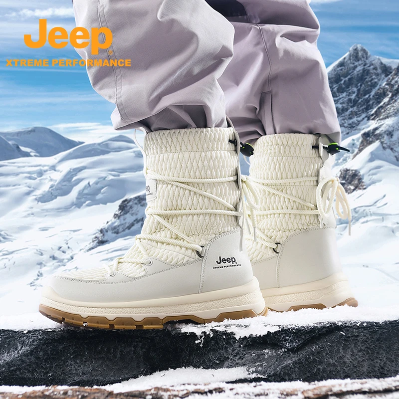 JEEP/吉普雪地靴男冬季加绒加厚棉靴防水防滑2024年新款棉鞋女