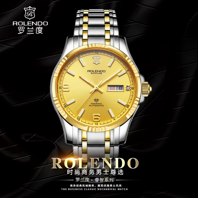 ROLENDO R/罗兰度【纵横星河】高端大气双历全自动机械男士时尚名表