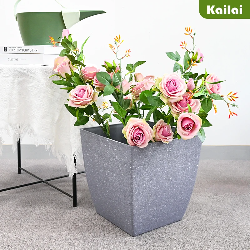 北欧风仿水泥树脂自动吸水方形塑料盆栽花盆客厅阳台大口径落地盆
